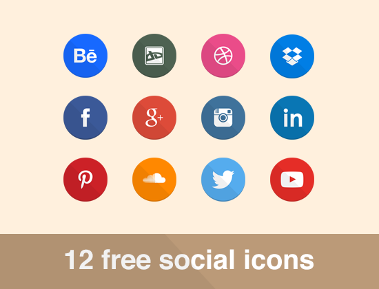 12 Free Flat Social Icons